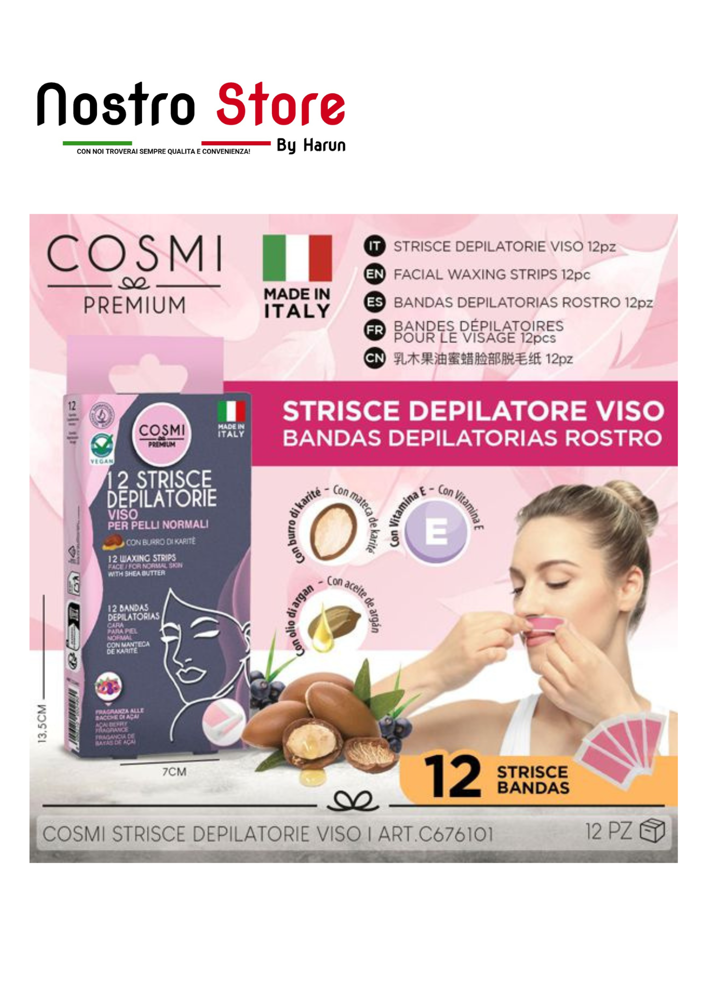 COSMI STRISCE VISO CON BURRO DI KARITE 12PZ