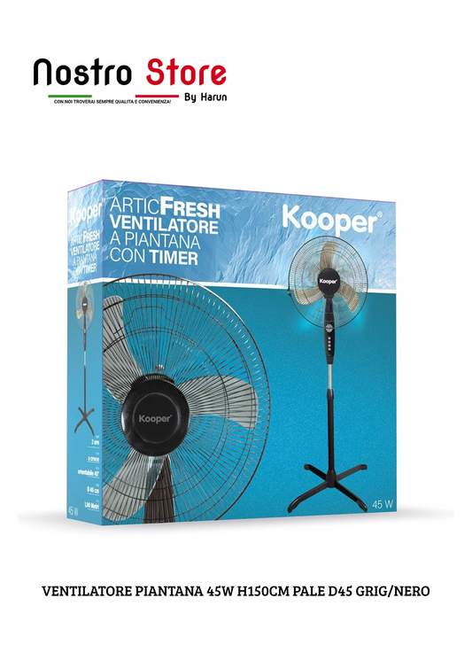 VENTILATORE PIANTANA 45W H150CM PALE D45 GRIG/NERO