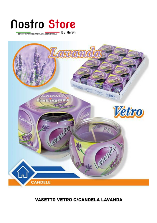 VASETTO VETRO C/CANDELA LAVANDA
