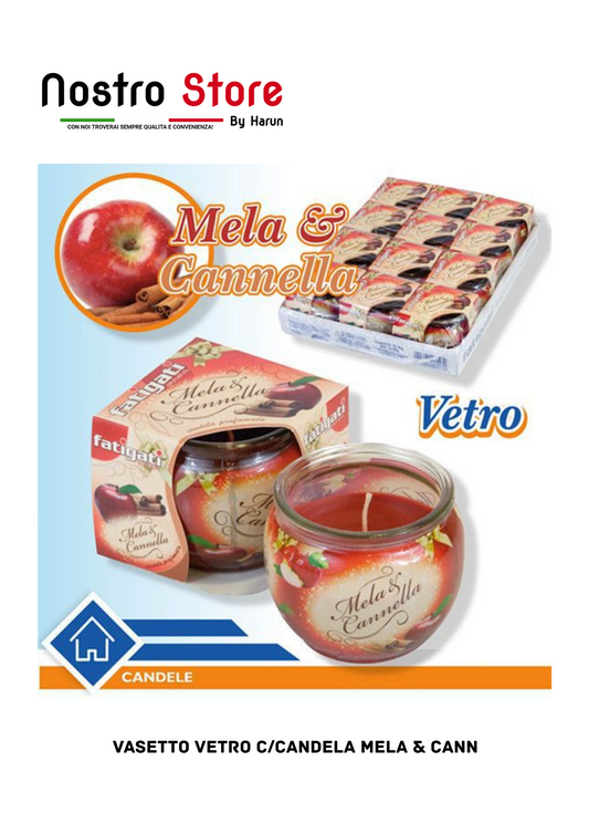 VASETTO VETRO C/CANDELA MELA & CANN