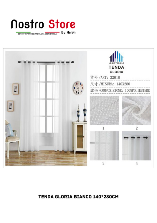TENDA GLORIA BIANCO 140*280CM
