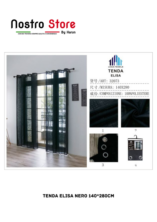 TENDA ELISA NERO 140*280CM