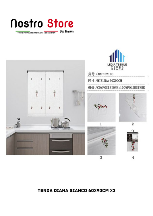 TENDA DIANA BIANCO 60X90CM X2