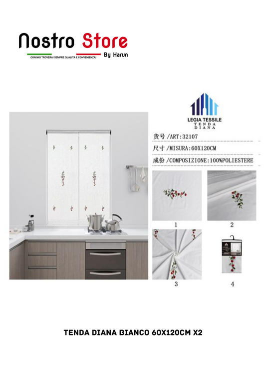 TENDA DIANA BIANCO 60X120CM X2