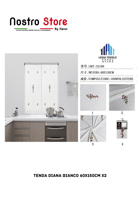 TENDA DIANA BIANCO 60X150CM X2