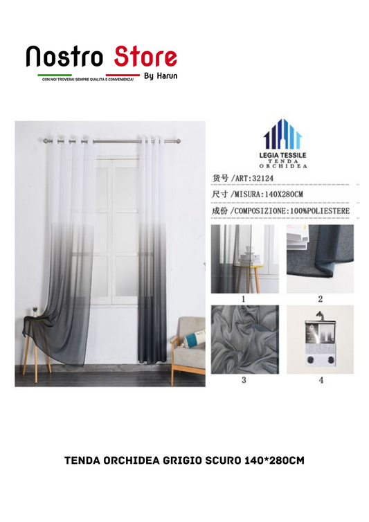 TENDA ORCHIDEA GRIGIO SCURO 140*280CM