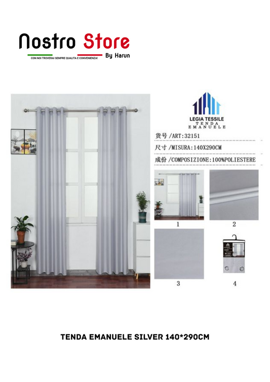 TENDA EMANUELE SILVER 140*290CM