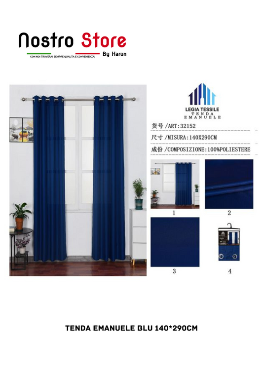 TENDA EMANUELE BLU 140*290CM