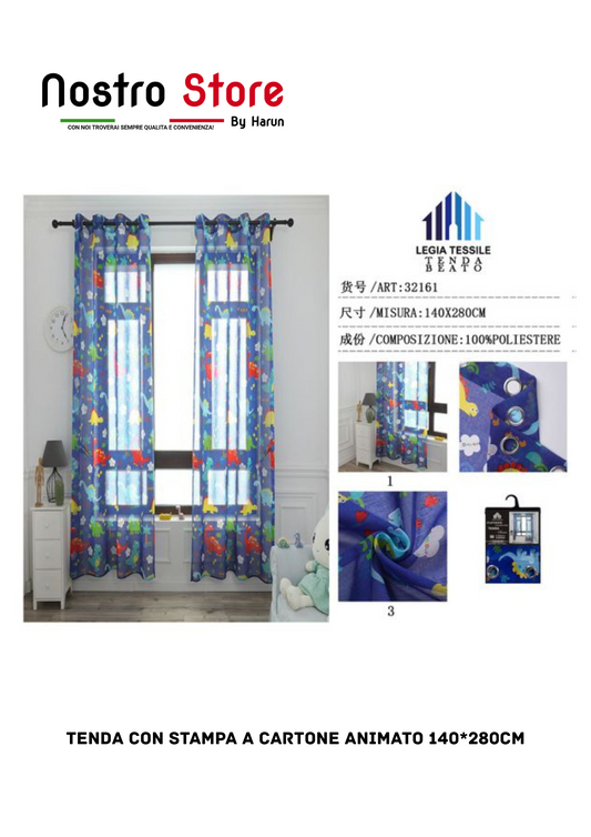 TENDA CON STAMPA A CARTONE ANIMATO 140*280CM