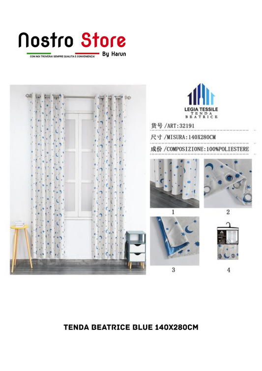 TENDA BEATRICE BLUE 140X280CM