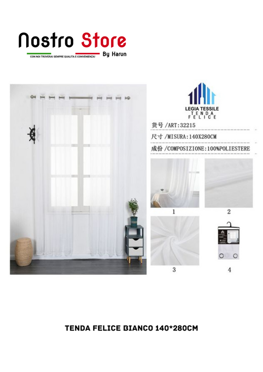 TENDA FELICE BIANCO 140*280CM