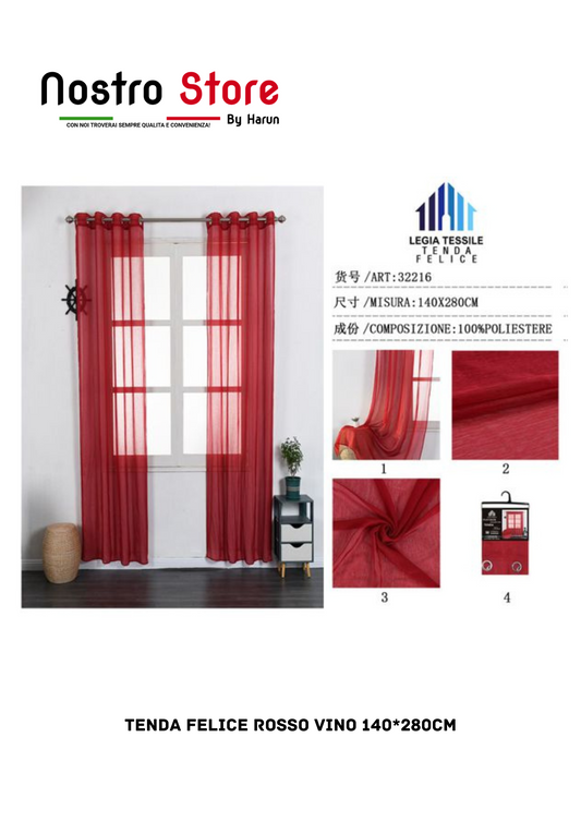 TENDA FELICE ROSSO VINO 140*280CM