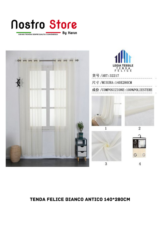 TENDA FELICE BIANCO ANTICO 140*280CM