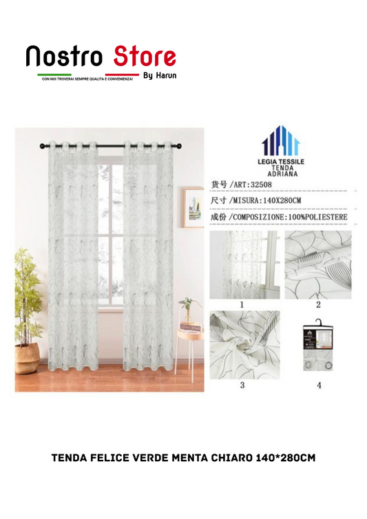 TENDA FELICE VERDE MENTA CHIARO 140*280CM