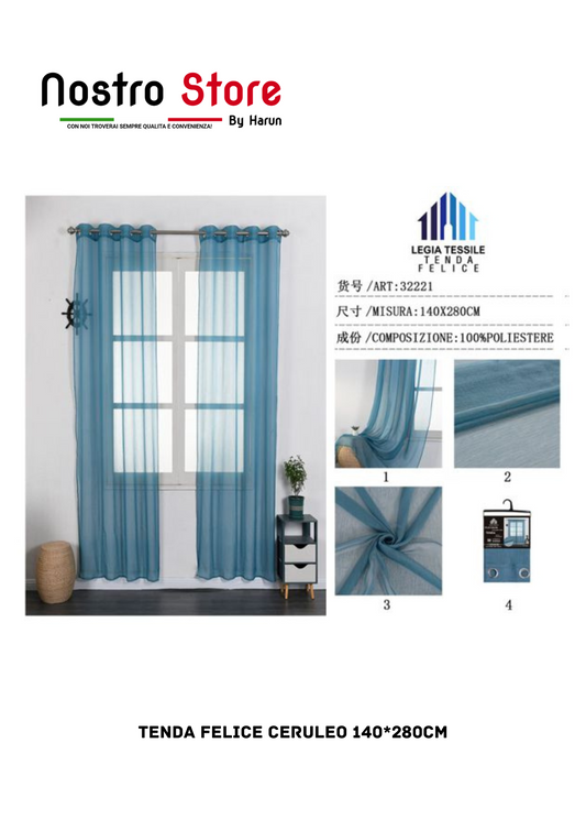 TENDA FELICE CERULEO 140*280CM