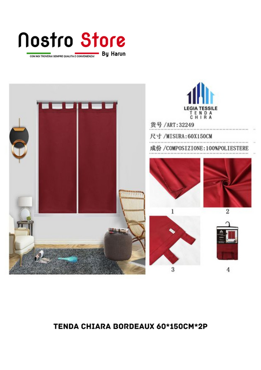 TENDA CHIARA BORDEAUX 60*150CM*2P