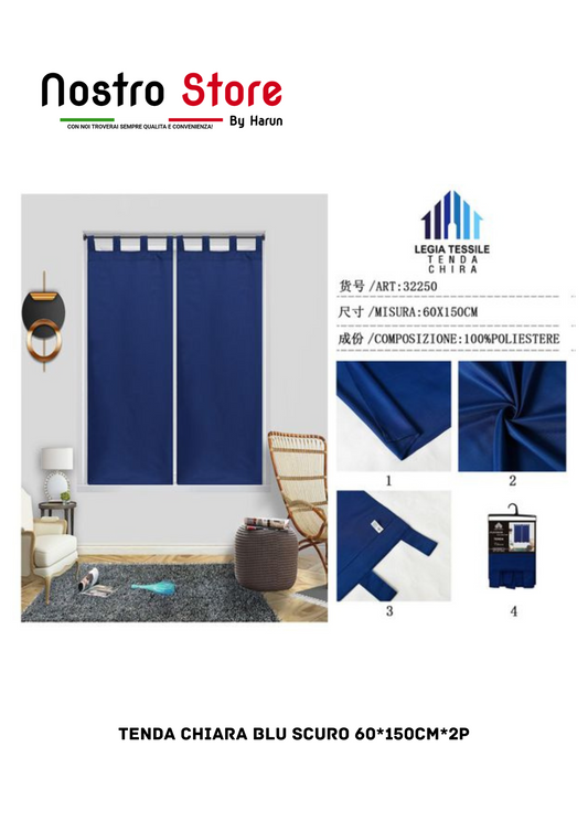 TENDA CHIARA BLU SCURO 60*150CM*2P