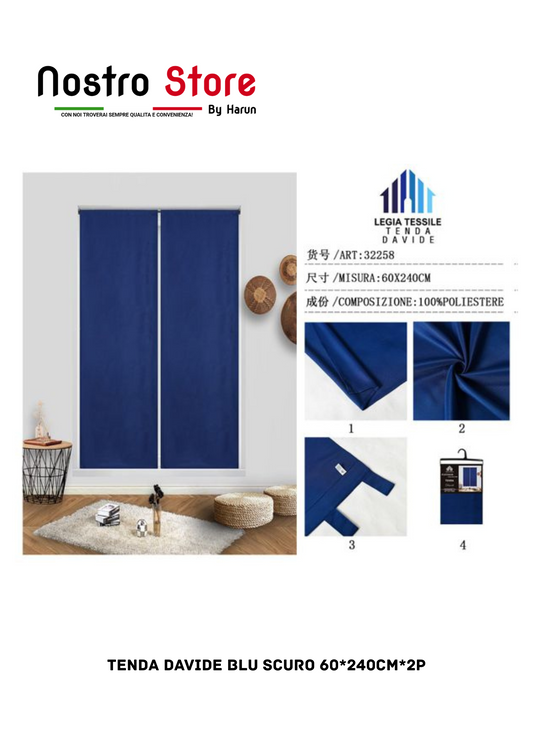 TENDA DAVIDE BLU SCURO 60*240CM*2P