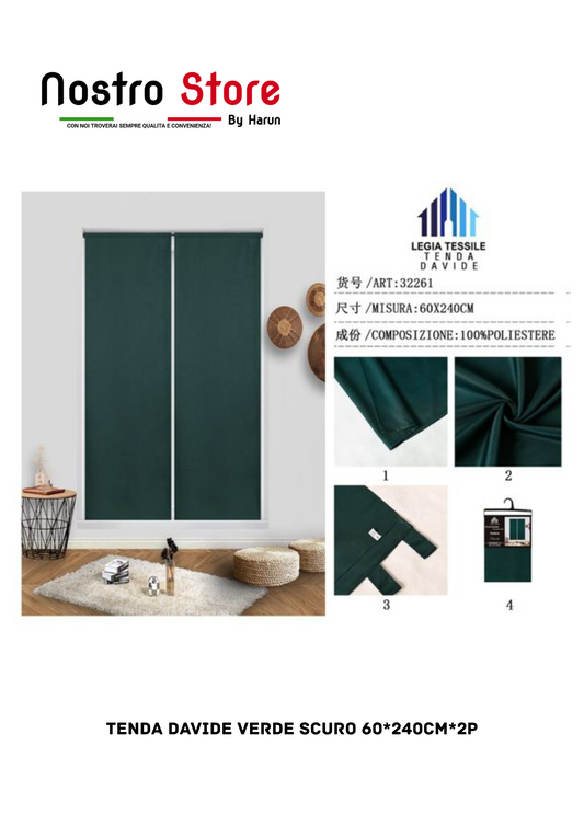 TENDA DAVIDE VERDE SCURO 60*240CM*2P