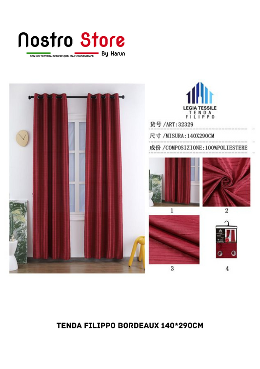 TENDA FILIPPO BORDEAUX 140*290CM