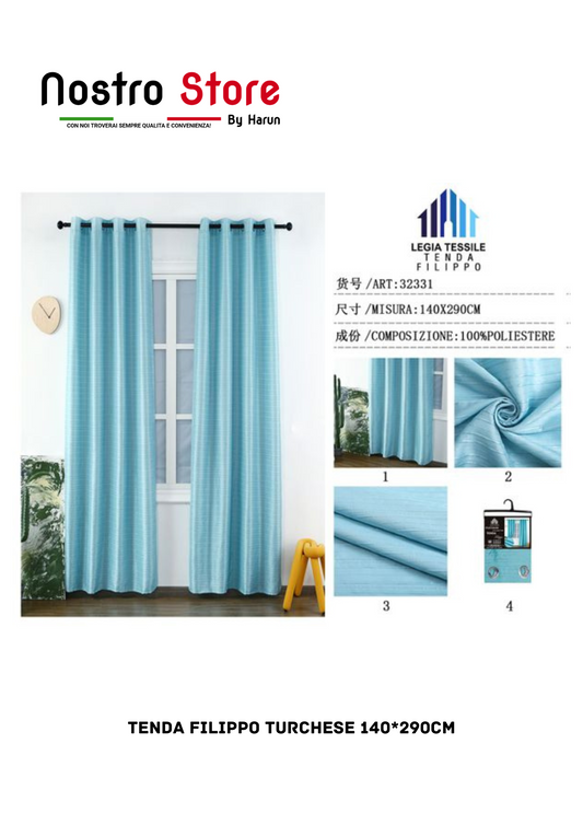 TENDA FILIPPO TURCHESE 140*290CM