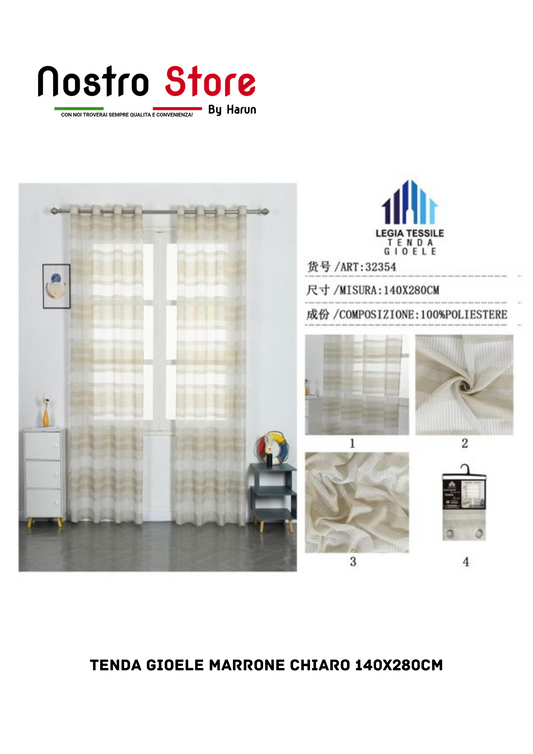 TENDA GIOELE MARRONE CHIARO 140X280CM