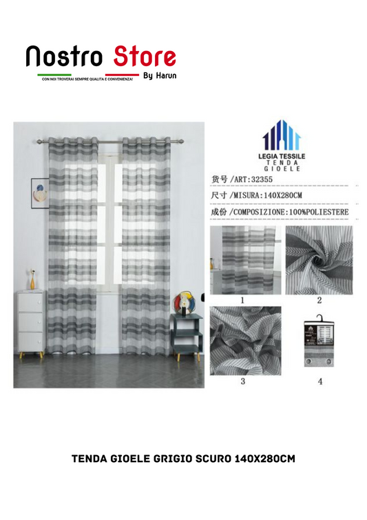 TENDA GIOELE GRIGIO SCURO 140X280CM