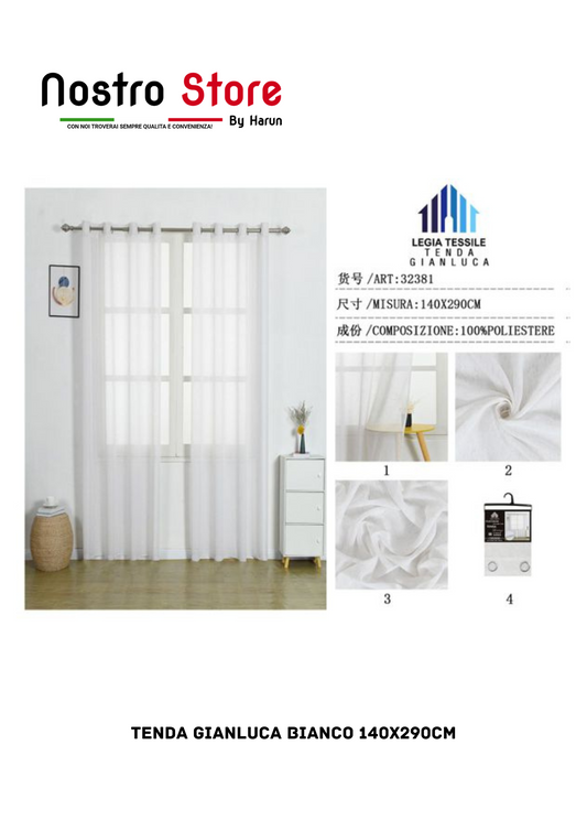 TENDA GIANLUCA BIANCO 140X290CM