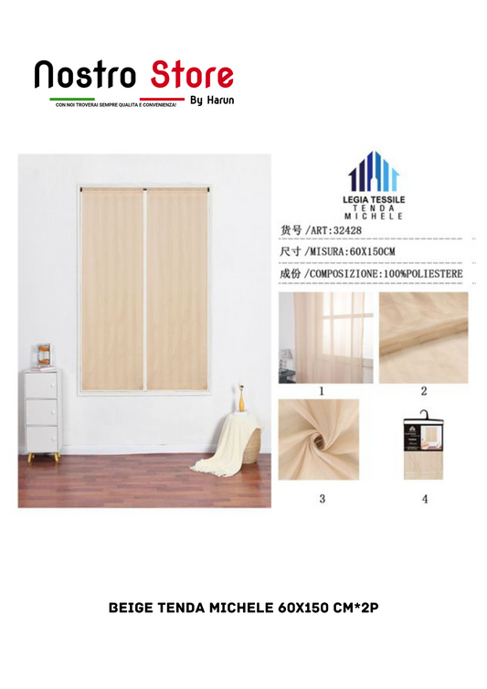 BEIGE TENDA MICHELE 60X150 CM*2P