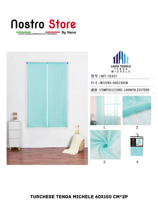TURCHESE TENDA MICHELE 60X150 CM*2P