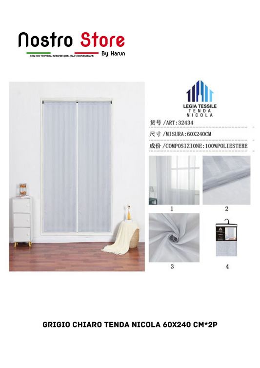 GRIGIO CHIARO TENDA NICOLA 60X240 CM*2P
