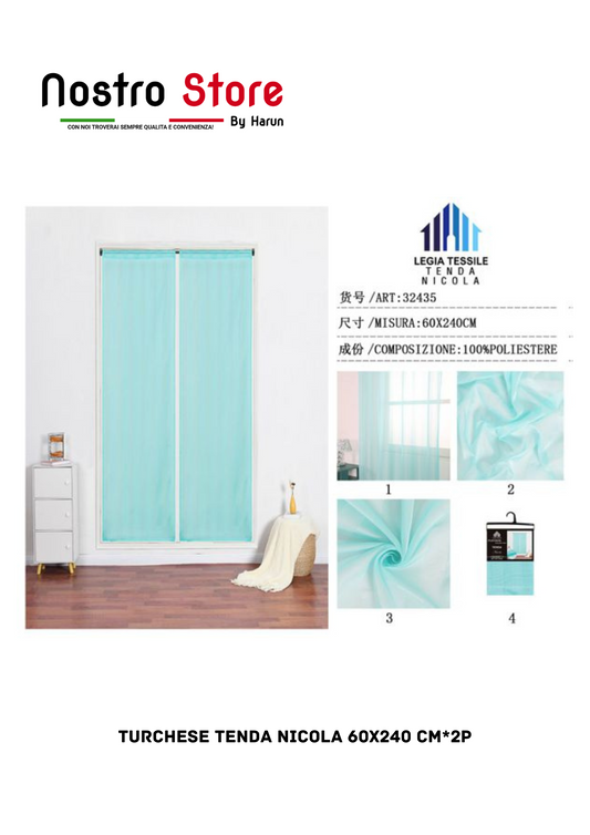 TURCHESE TENDA NICOLA 60X240 CM*2P