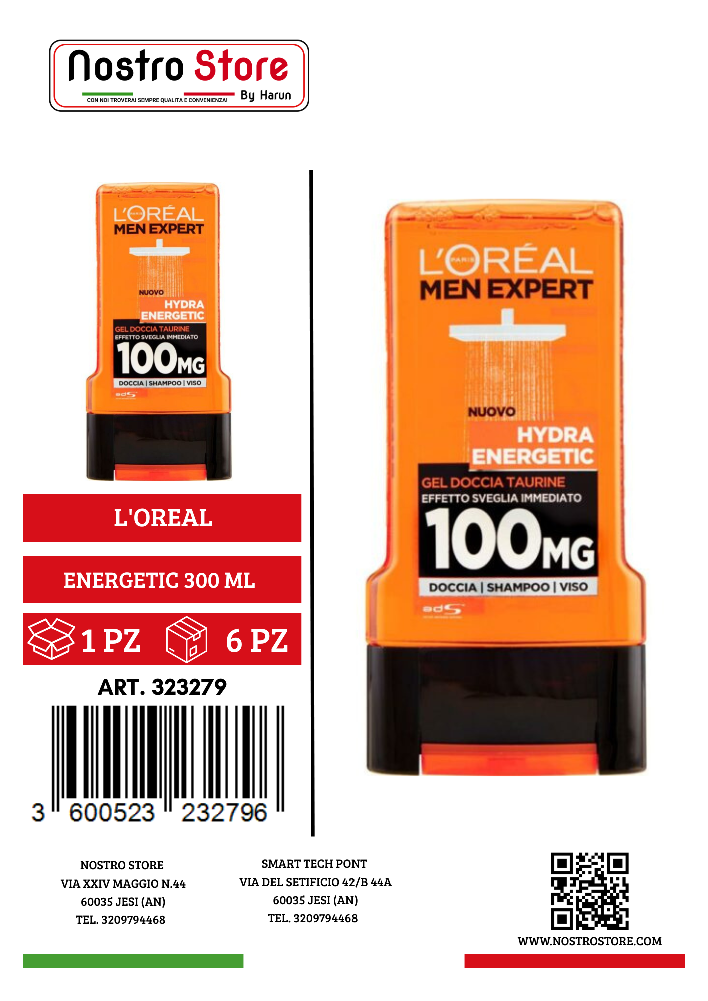 L'OREAL M.E.GEL DOCCIA HYDRA ENERGETIC 300 ML