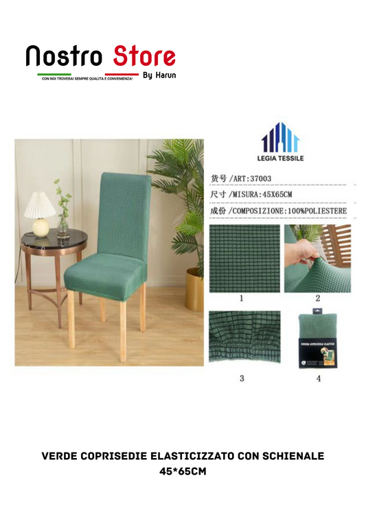 VERDE COPRISEDIE ELASTICIZZATO CON SCHIENALE 45*65CM