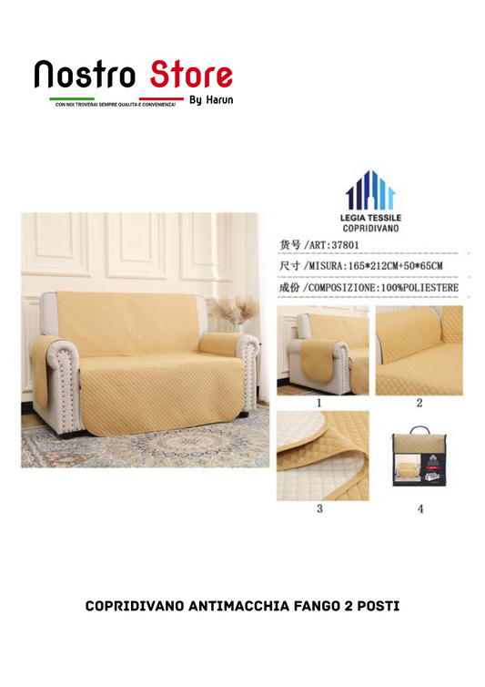 COPRIDIVANO ANTIMACCHIA FANGO 2 POSTI