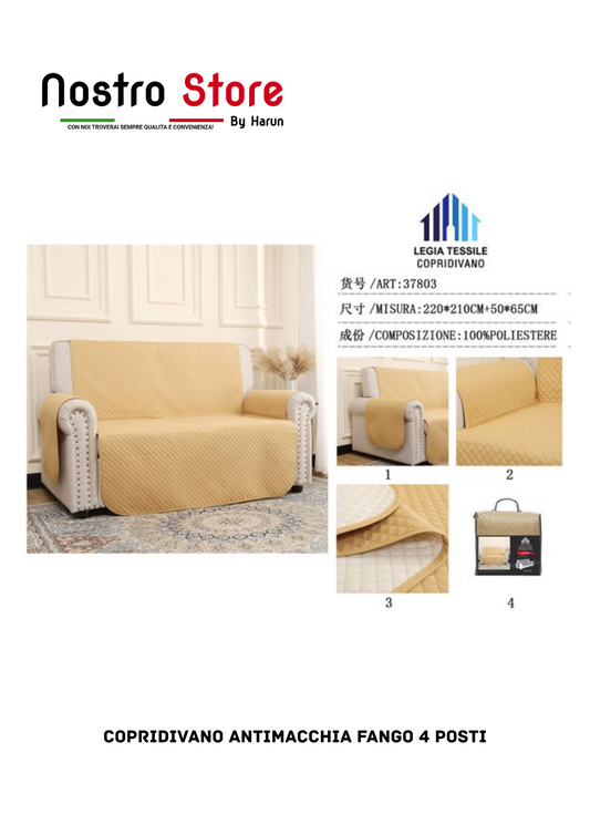 COPRIDIVANO ANTIMACCHIA FANGO 4 POSTI