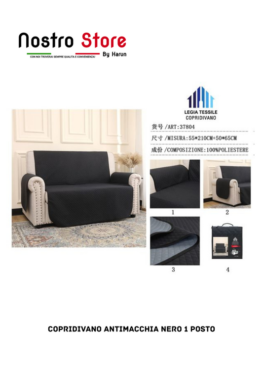COPRIDIVANO ANTIMACCHIA NERO 1 POSTO