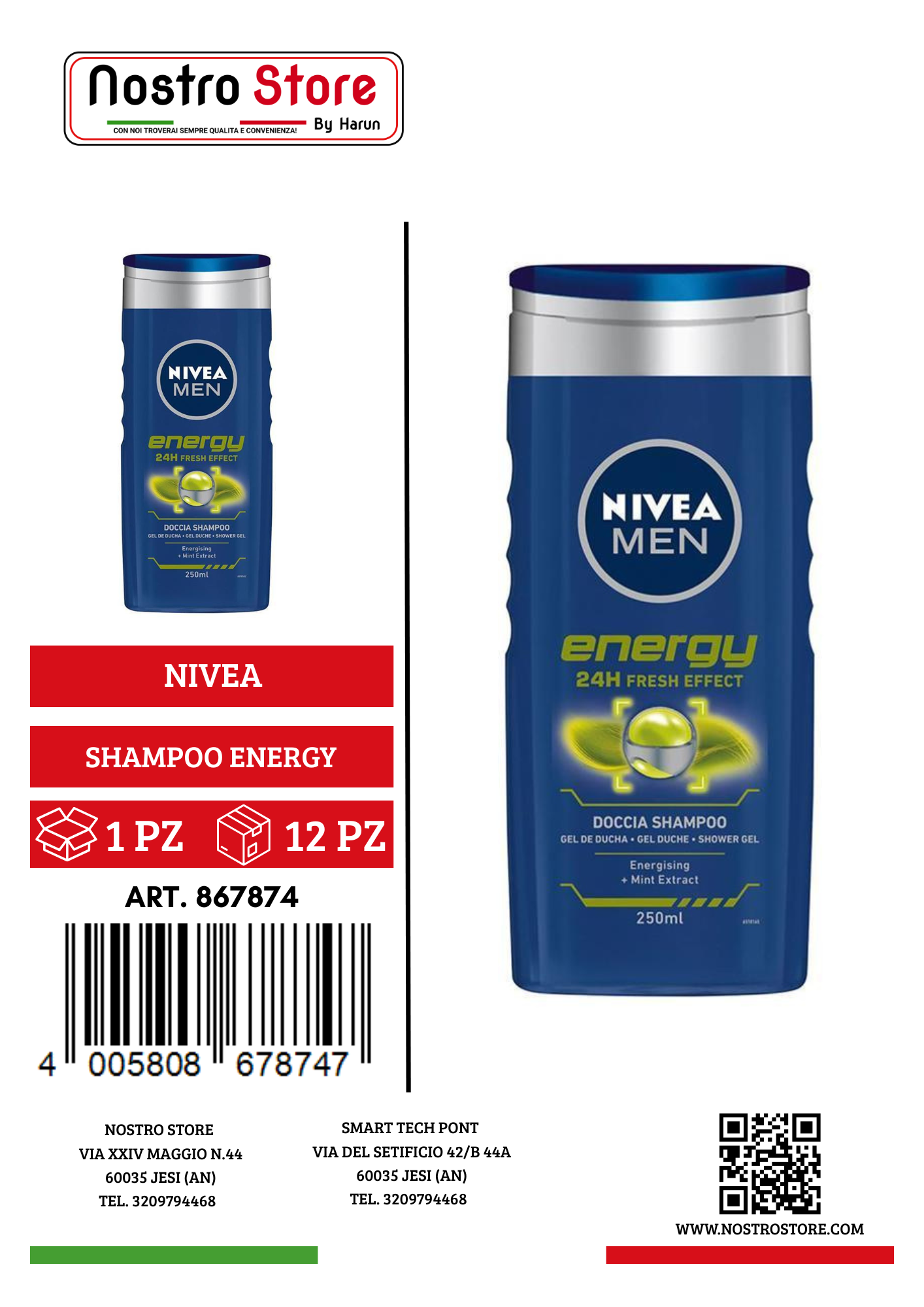 NIVEA MEN DOCCIA SHAMPOO ENERGY ML 250