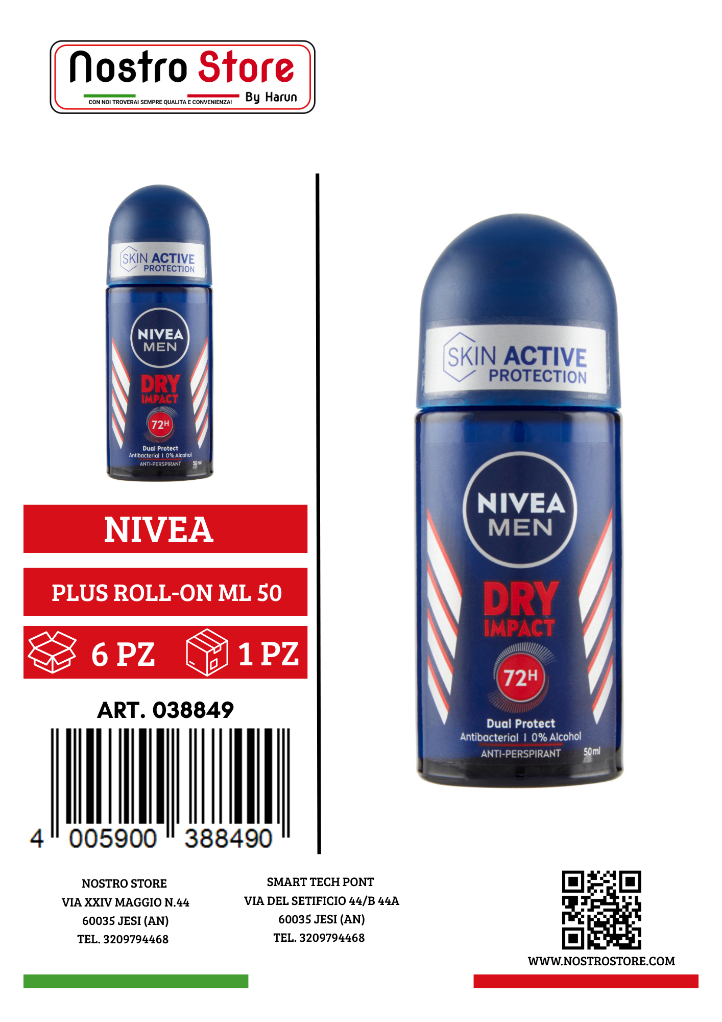 NIVEA DEO MEN DRY IMPACT PLUS ROLL-ON ML 50