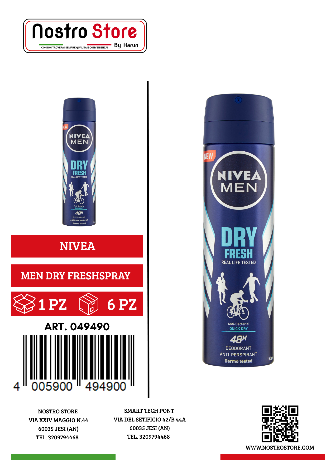 NIVEA DEO MEN DRY FRESHSPRAY ML 150