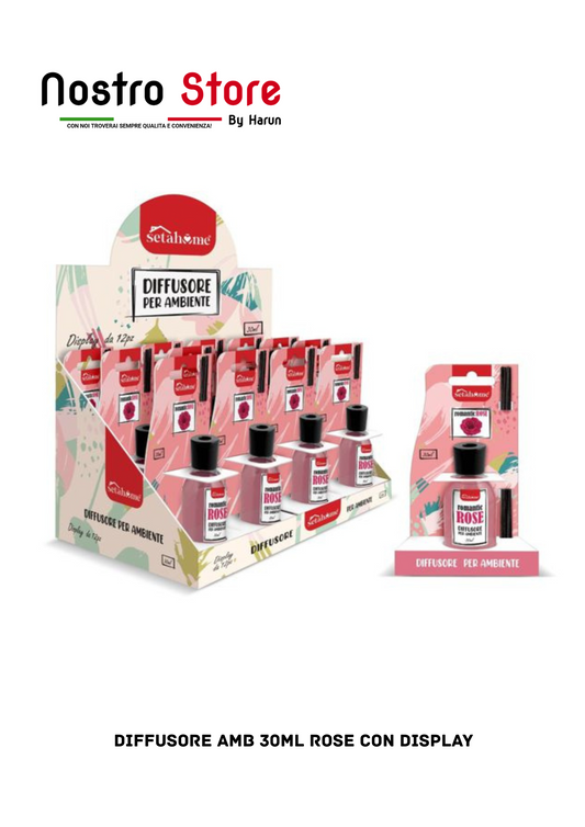 DIFFUSORE AMB 30ML ROSE CON DISPLAY