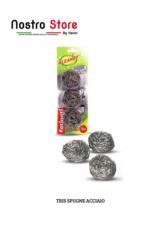 TRIS SPUGNE ACCIAIO