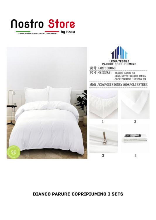 BIANCO PARURE COPRIPIUMINO 3 SETS