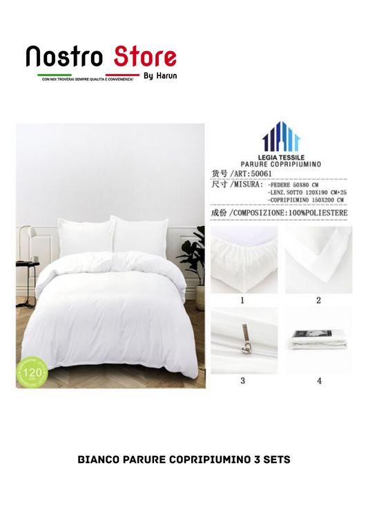 BIANCO PARURE COPRIPIUMINO 3 SETS