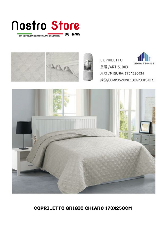 COPRILETTO GRIGIO CHIARO 170X250CM