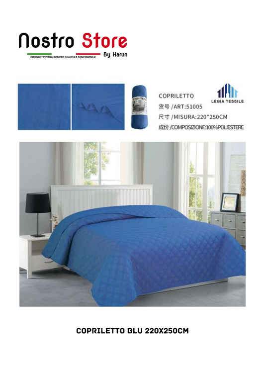 COPRILETTO BLU 220X250CM