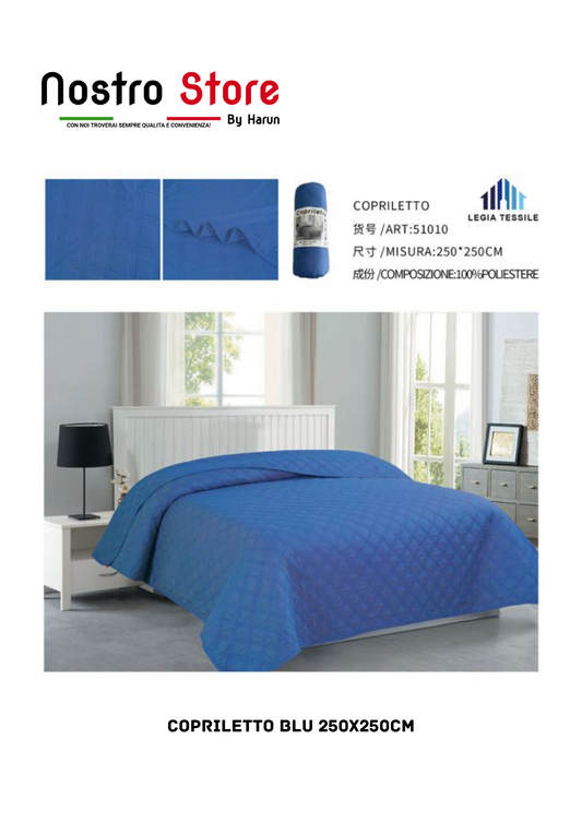 COPRILETTO BLU 250X250CM