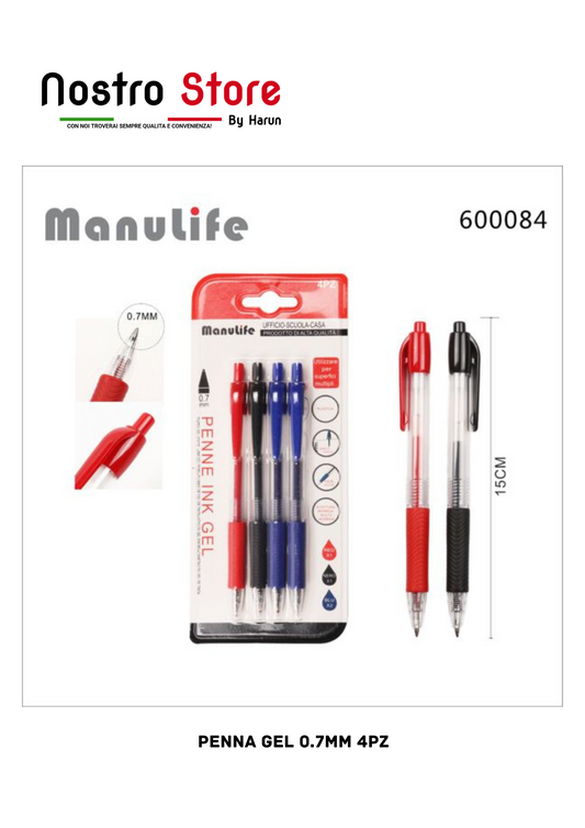 PENNA GEL 0.7MM 4PZ
