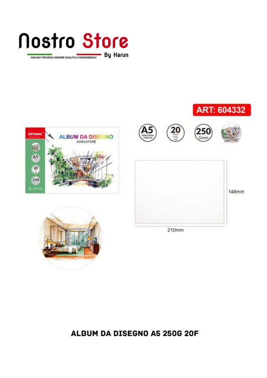 ALBUM DA DISEGNO A5 250g 20F