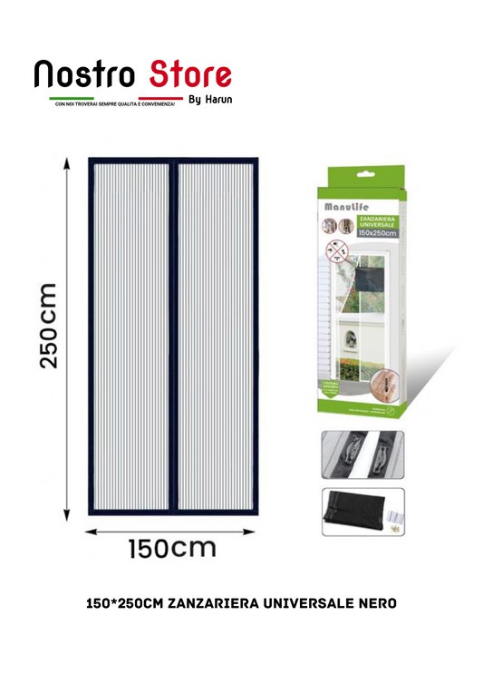 150*250CM ZANZARIERA UNIVERSALE NERO